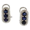 New Pamono 18 Karat White Gold Earrings with Diamonds and Blue Sapphires, Set of 2