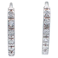 Outlet Pamono 18 Karat White Gold Hoop Earrings with Diamonds, Set of 2