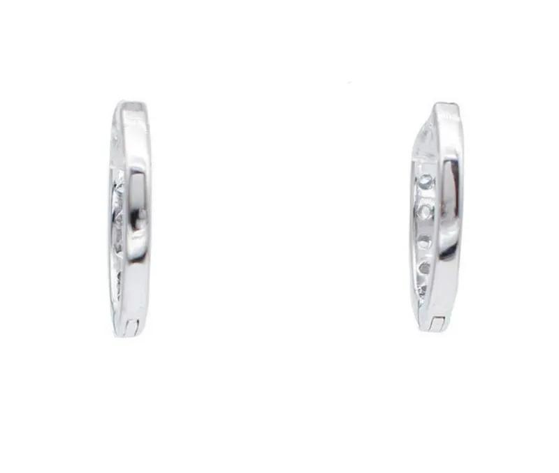 Outlet Pamono 18 Karat White Gold Hoop Earrings with Diamonds, Set of 2