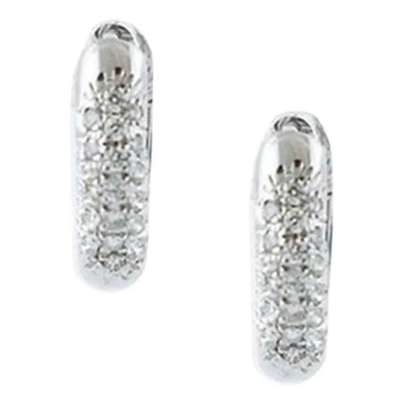 Pamono 18 Karat White Gold Hoop Earrings with Diamonds, Set of 2> Earrings