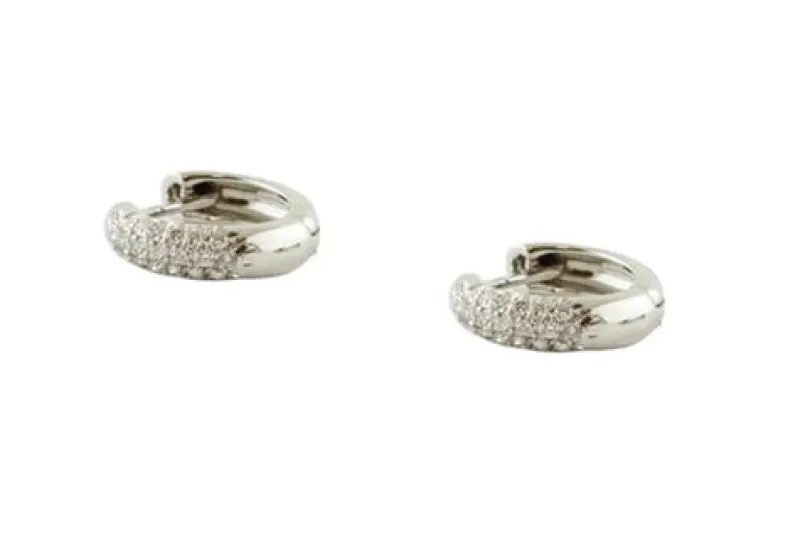 Pamono 18 Karat White Gold Hoop Earrings with Diamonds, Set of 2> Earrings