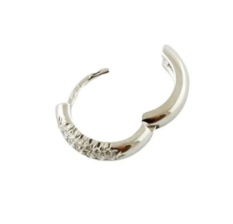 Pamono 18 Karat White Gold Hoop Earrings with Diamonds, Set of 2> Earrings