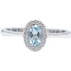 Discount Pamono 18 Karat White Gold Modern Ring with Oval Aquamarine and White Diamonds