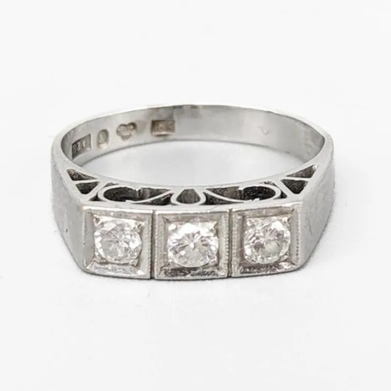 Pamono 14 Karat White Gold Ring with Diamonds> Rings