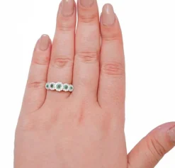 Clearance Pamono 18 Karat White Gold Ring with Emeralds and Diamonds