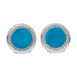 Pamono 18 Karat White Gold Stud Earrings with Diamonds and Stones, Set of 2> Earrings