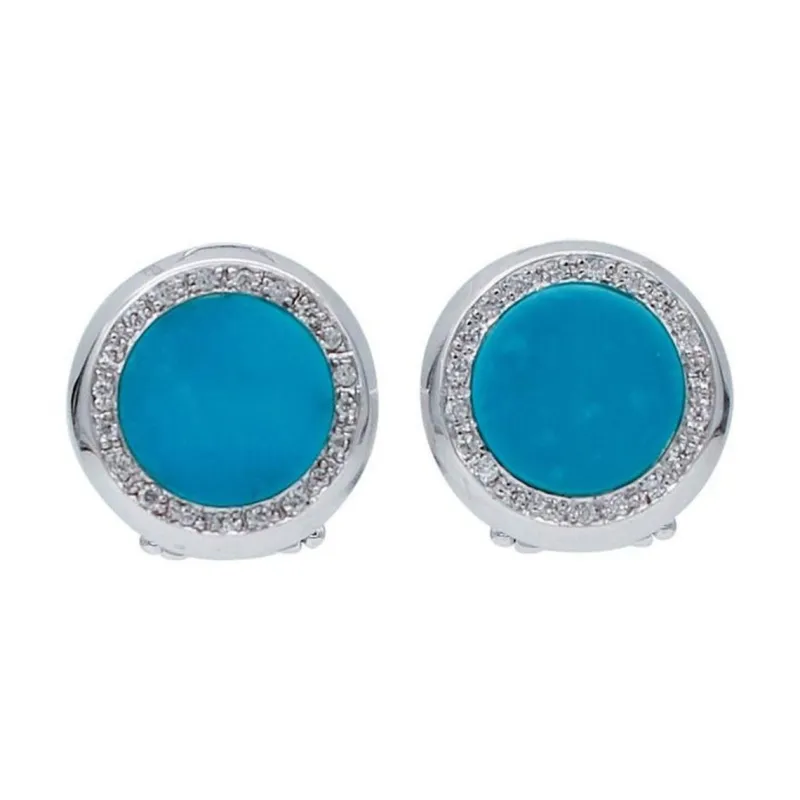 Pamono 18 Karat White Gold Stud Earrings with Diamonds and Stones, Set of 2> Earrings