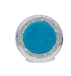 Pamono 18 Karat White Gold Stud Earrings with Diamonds and Stones, Set of 2><noscript><img width=