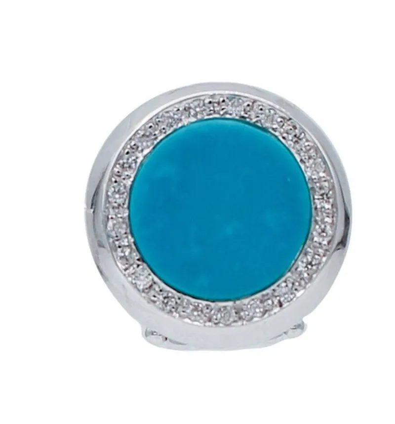 Pamono 18 Karat White Gold Stud Earrings with Diamonds and Stones, Set of 2> Earrings