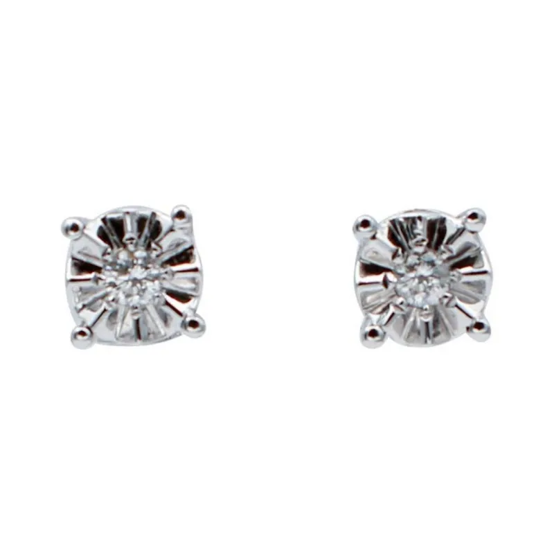 Hot Pamono 18 Karat White Gold Stud Earrings with White Diamonds, Set of 2
