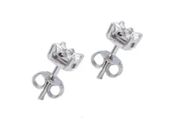 Hot Pamono 18 Karat White Gold Stud Earrings with White Diamonds, Set of 2