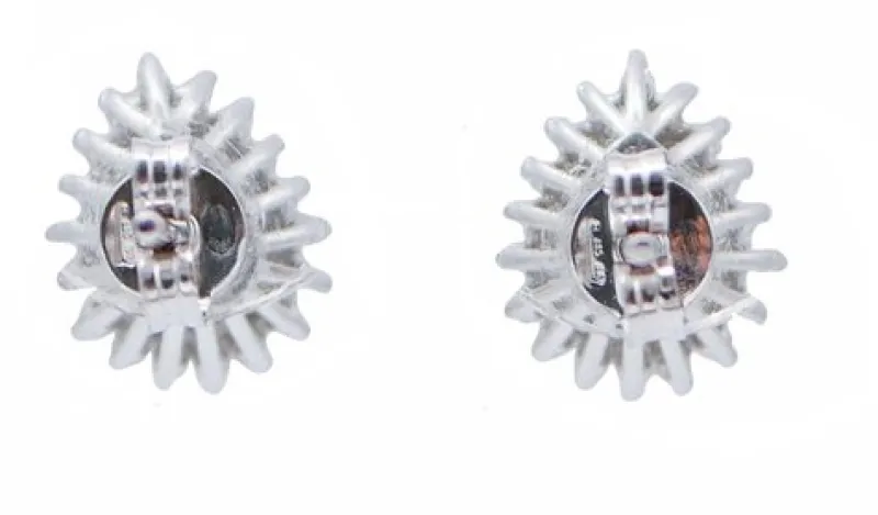 Pamono 18 Karat White Gold Stud Earrings with Sapphires and Diamonds, Set of 2> Earrings