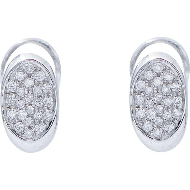 New Pamono 18 Karat White Gold Stud Earrings with Diamonds, Set of 2