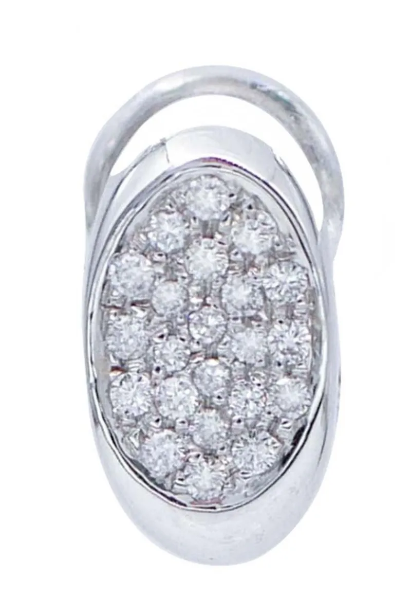 New Pamono 18 Karat White Gold Stud Earrings with Diamonds, Set of 2
