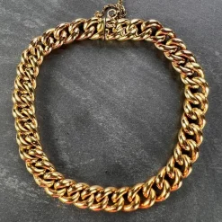 Pamono 18 Karat Yellow and Rose Gold Curb Link Bracelet, 1890s> Bracelets