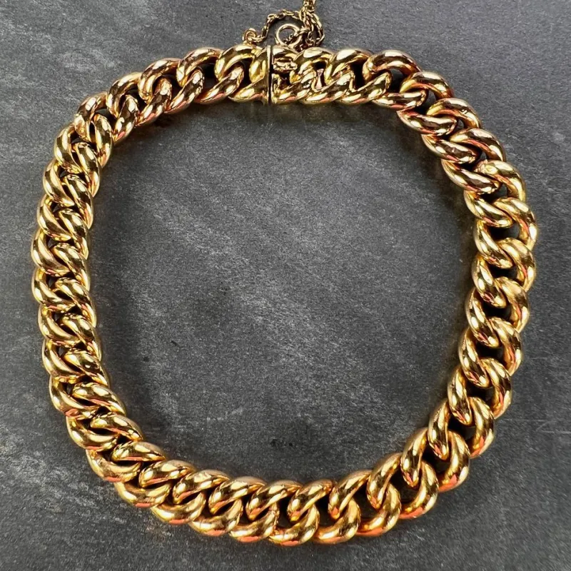 Pamono 18 Karat Yellow and Rose Gold Curb Link Bracelet, 1890s> Bracelets