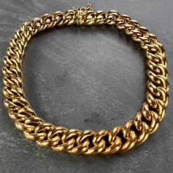 Pamono 18 Karat Yellow and Rose Gold Curb Link Bracelet, 1890s><noscript><img width=