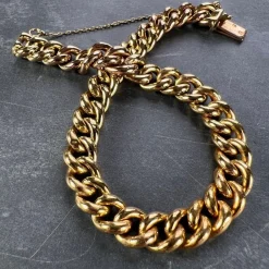 Pamono 18 Karat Yellow and Rose Gold Curb Link Bracelet, 1890s><noscript><img width=