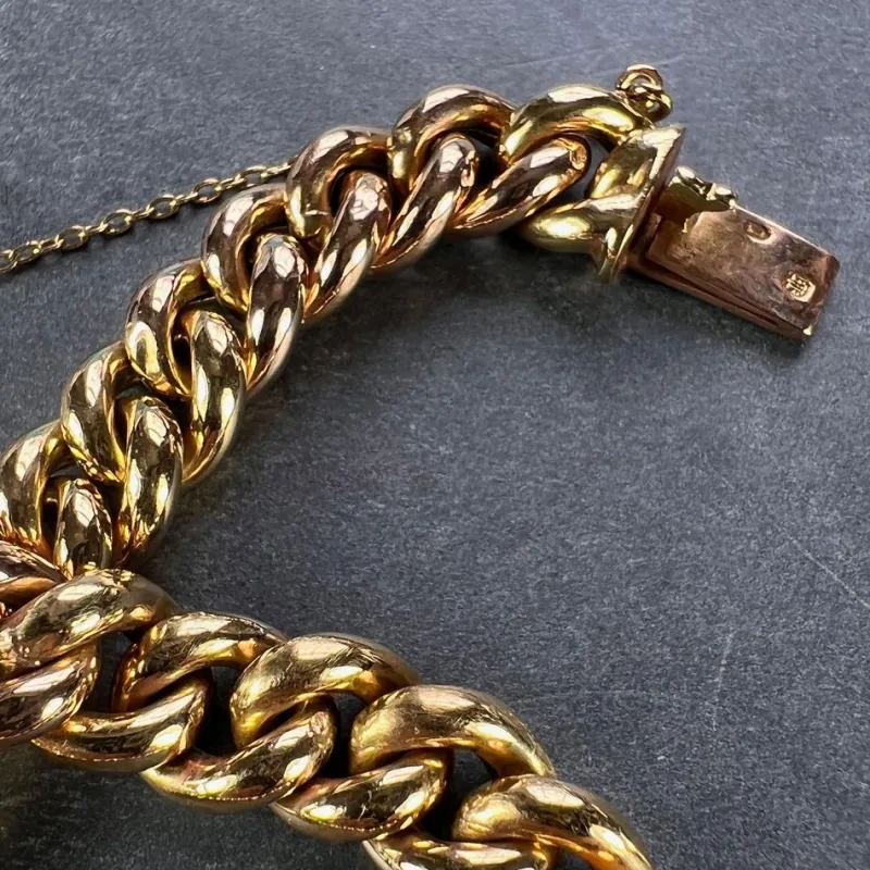 Pamono 18 Karat Yellow and Rose Gold Curb Link Bracelet, 1890s> Bracelets