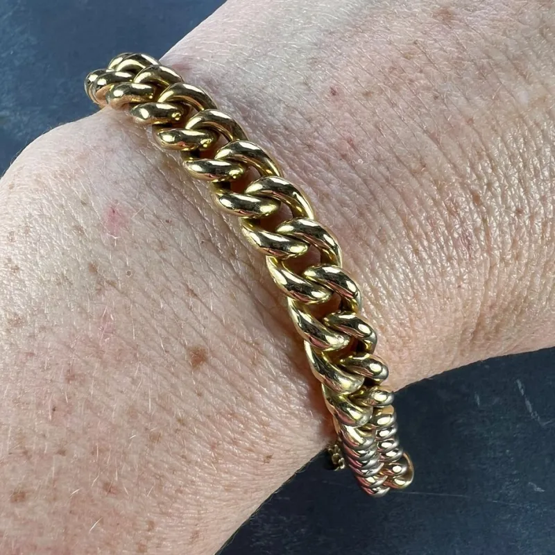Pamono 18 Karat Yellow and Rose Gold Curb Link Bracelet, 1890s> Bracelets