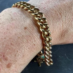 Pamono 18 Karat Yellow and Rose Gold Curb Link Bracelet, 1890s><noscript><img width=