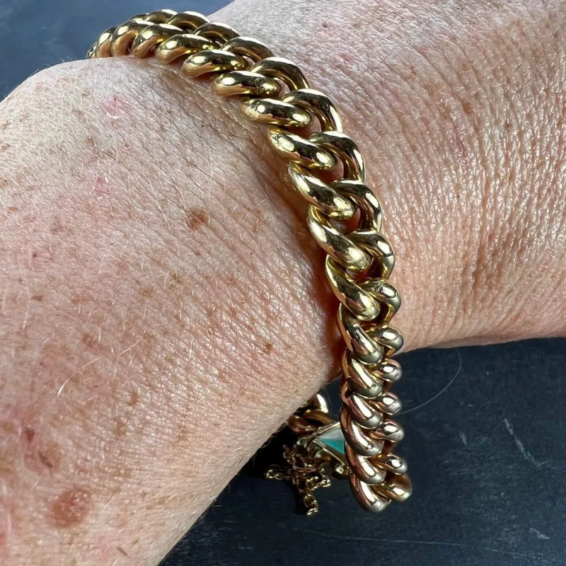 Pamono 18 Karat Yellow and Rose Gold Curb Link Bracelet, 1890s> Bracelets