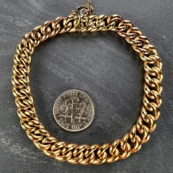 Pamono 18 Karat Yellow and Rose Gold Curb Link Bracelet, 1890s><noscript><img width=