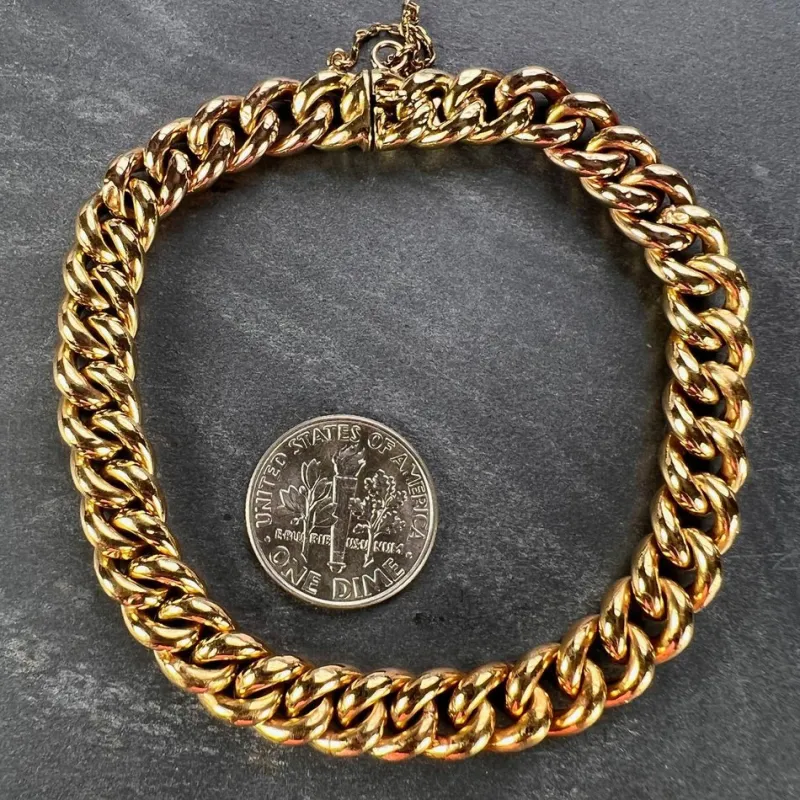 Pamono 18 Karat Yellow and Rose Gold Curb Link Bracelet, 1890s> Bracelets