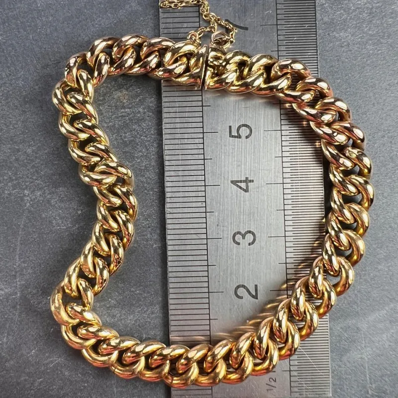 Pamono 18 Karat Yellow and Rose Gold Curb Link Bracelet, 1890s> Bracelets