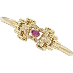 New Pamono 18 Karat Yellow Gold Bracelet with Ruby and Diamonds