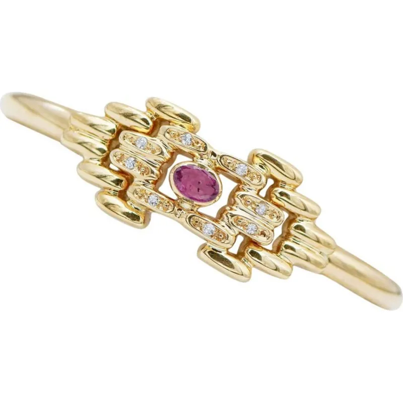 New Pamono 18 Karat Yellow Gold Bracelet with Ruby and Diamonds