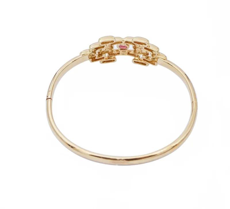 New Pamono 18 Karat Yellow Gold Bracelet with Ruby and Diamonds