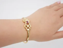 New Pamono 18 Karat Yellow Gold Bracelet with Ruby and Diamonds