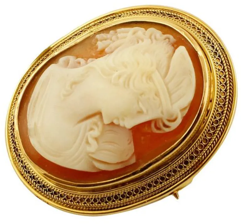 Clearance Pamono 18 Karat Yellow Gold Cameo Brooch