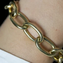 Pamono 18 Karat Yellow Gold Convict Mesh Bracelet, 1960s><noscript><img width=