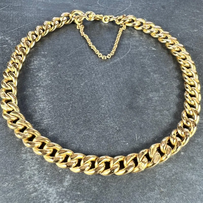 Pamono 18 Karat Yellow Gold Curb Link Chain Bracelet, 1950s> Bracelets