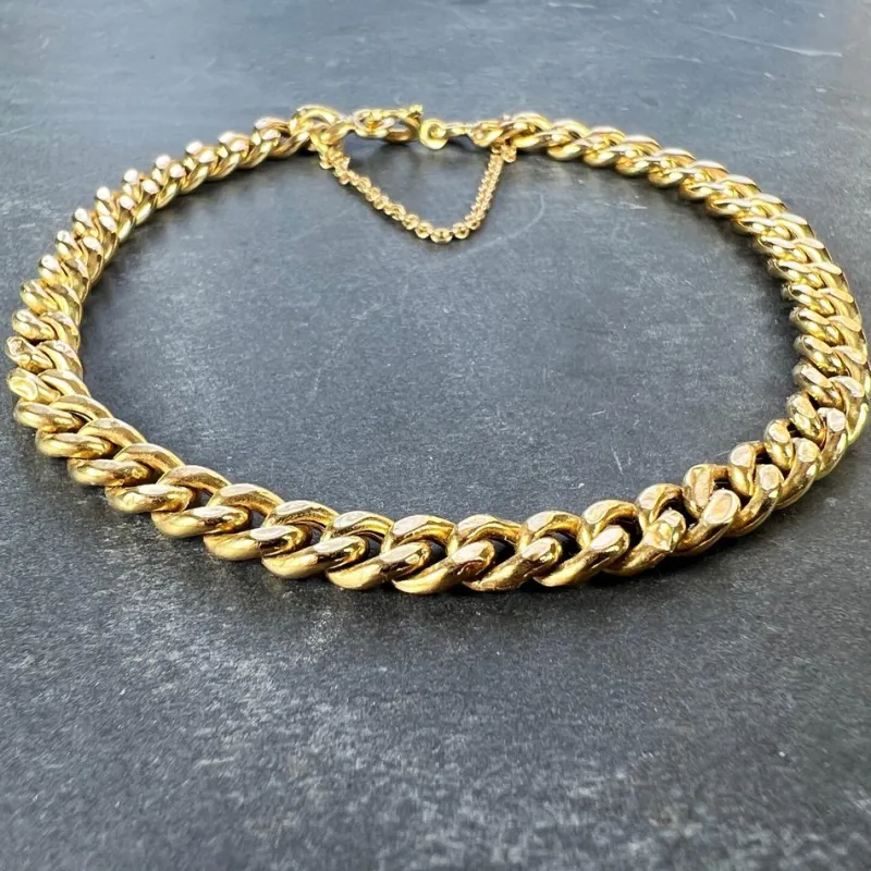 Pamono 18 Karat Yellow Gold Curb Link Chain Bracelet, 1950s> Bracelets
