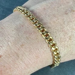 Pamono 18 Karat Yellow Gold Curb Link Chain Bracelet, 1950s><noscript><img width=
