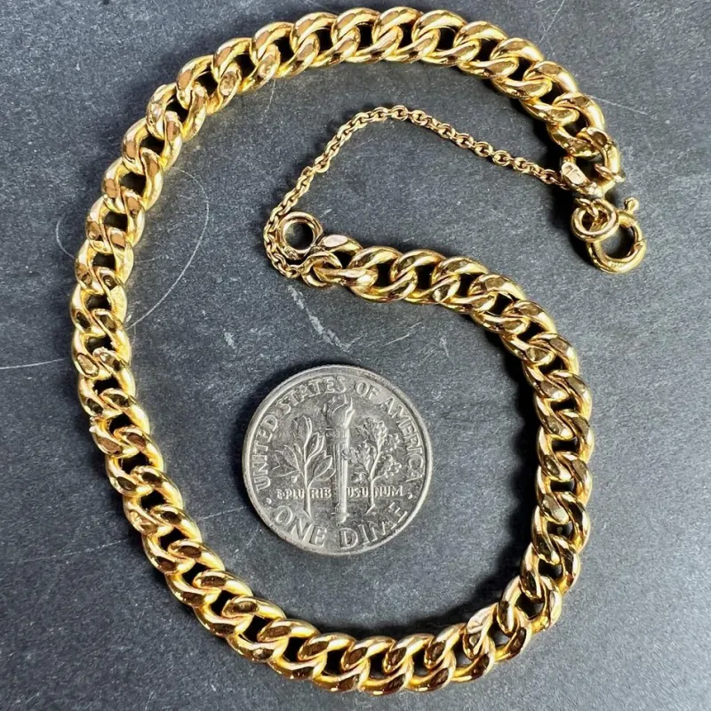 Pamono 18 Karat Yellow Gold Curb Link Chain Bracelet, 1950s> Bracelets