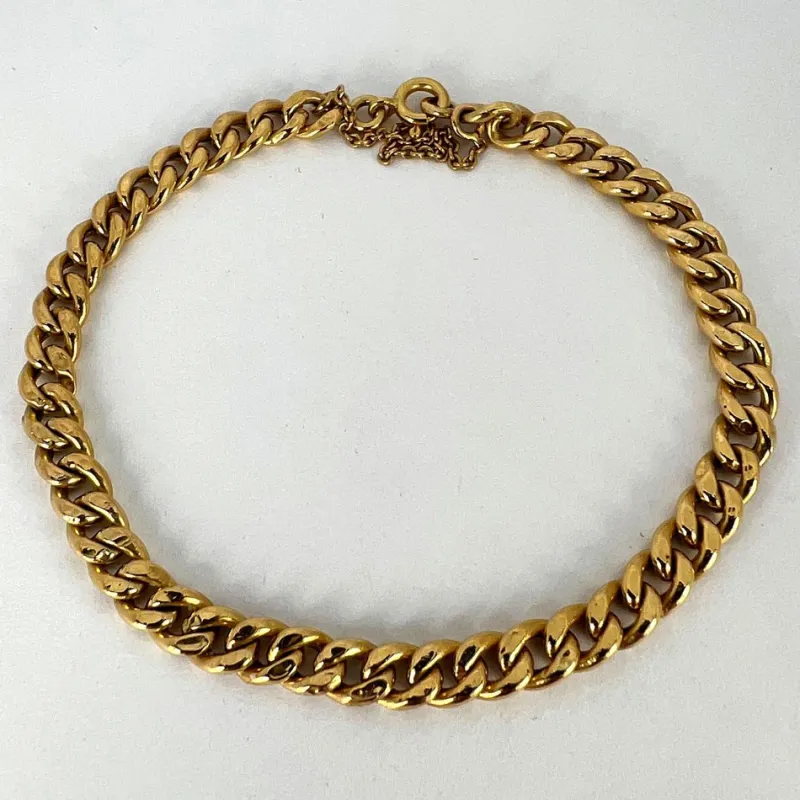 Pamono 18 Karat Yellow Gold Curb Link Chain Bracelet, 1950s> Bracelets