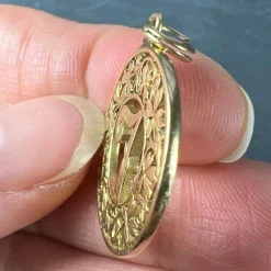 Pamono 18 Karat Yellow Gold Lucky Number 7 4-Leaf Clover Good Luck Charm Pendant, 1890s><noscript><img width=