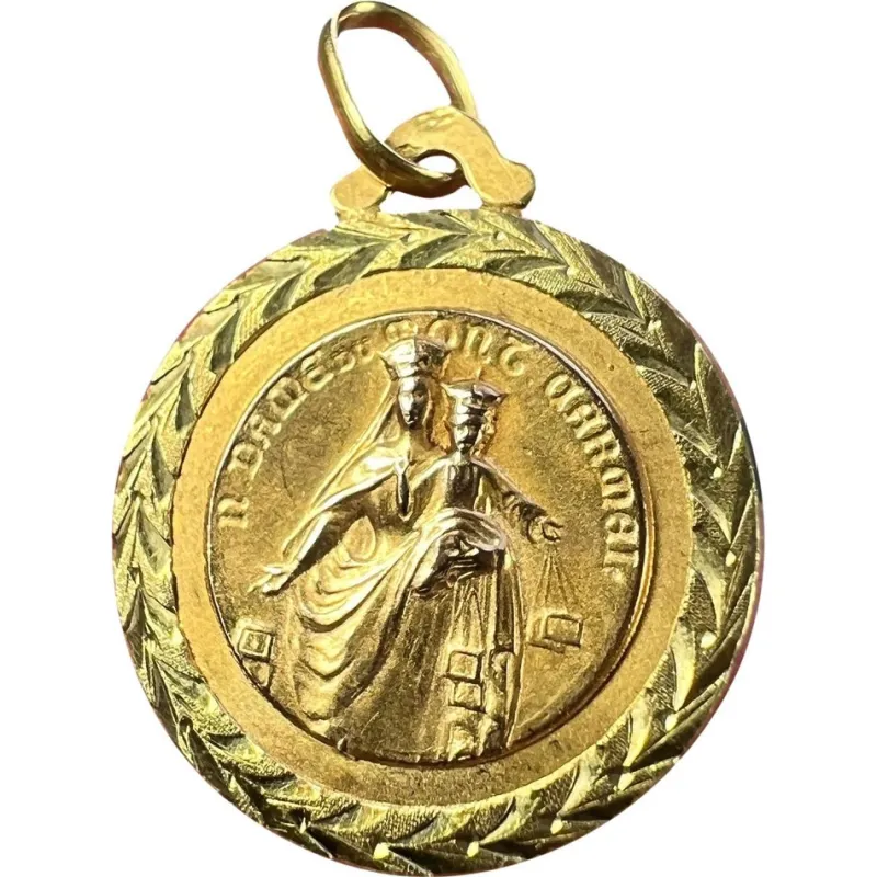 Online Pamono 18 Karat Yellow Gold Notre Dame de Mont Carmel Sacred Heart Medal Pendant by E. Dropsy, 1890s