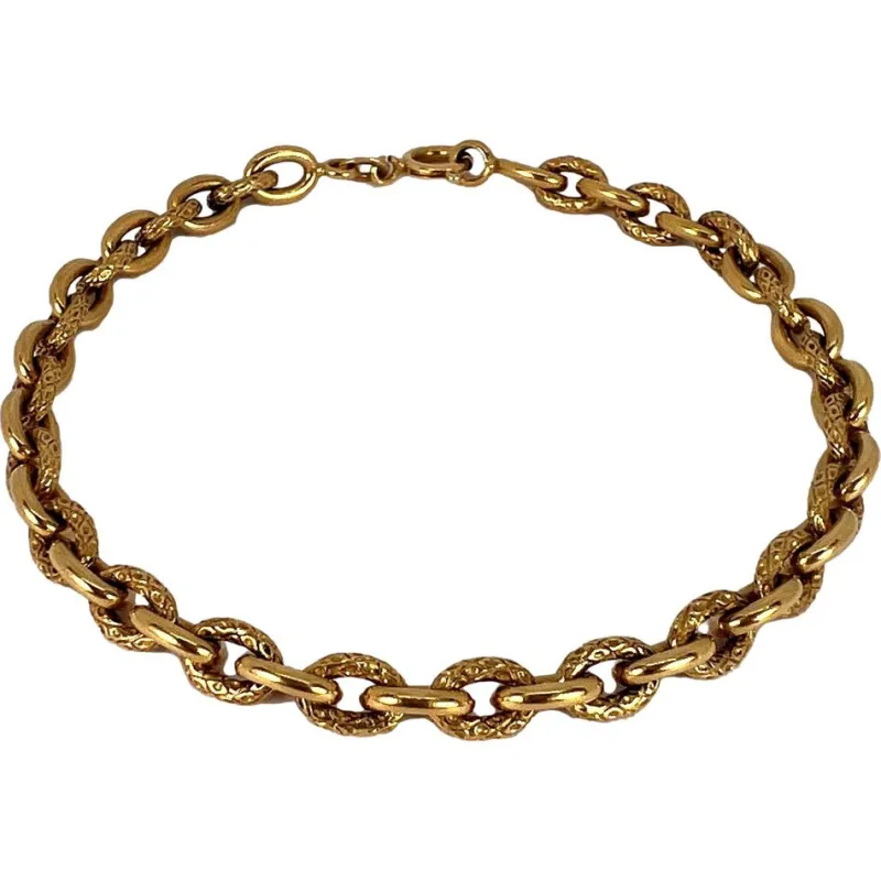 Hot Pamono 18 Karat Yellow Gold Textured Cable Link Bracelet, 1960s