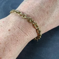 Hot Pamono 18 Karat Yellow Gold Textured Cable Link Bracelet, 1960s