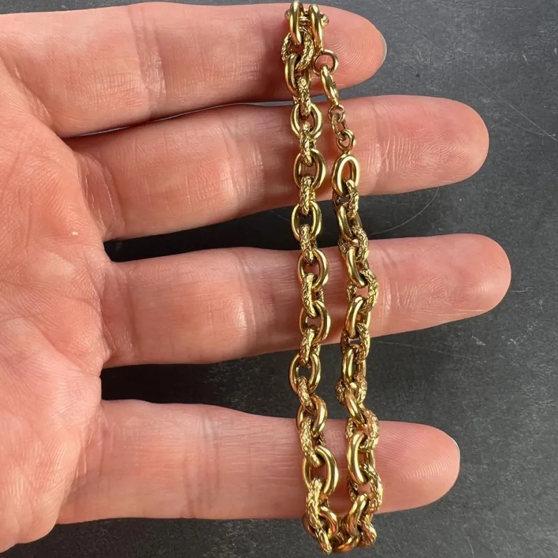 Hot Pamono 18 Karat Yellow Gold Textured Cable Link Bracelet, 1960s