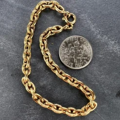 Hot Pamono 18 Karat Yellow Gold Textured Cable Link Bracelet, 1960s
