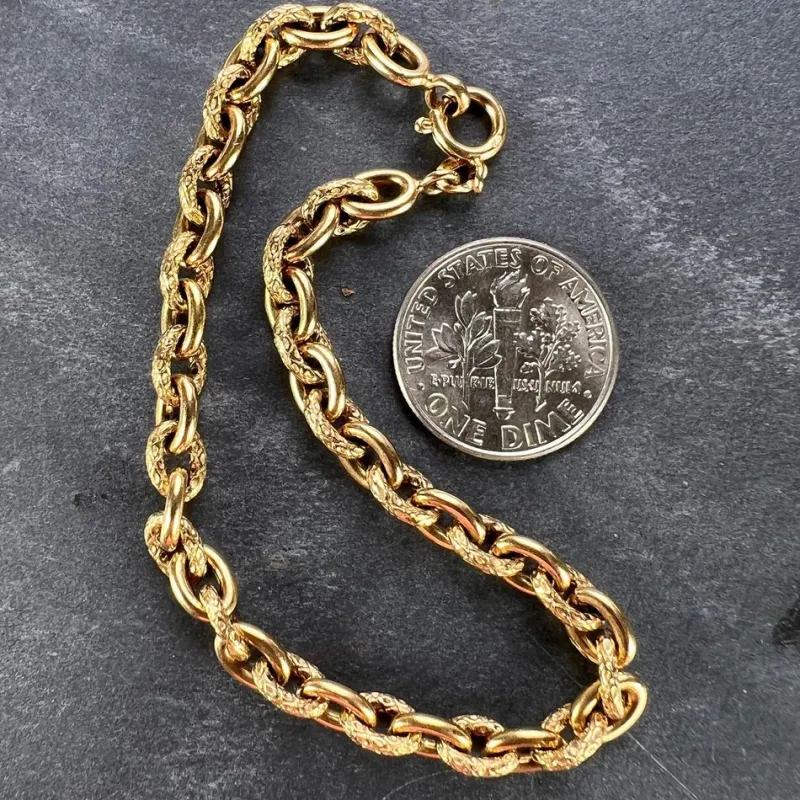 Hot Pamono 18 Karat Yellow Gold Textured Cable Link Bracelet, 1960s