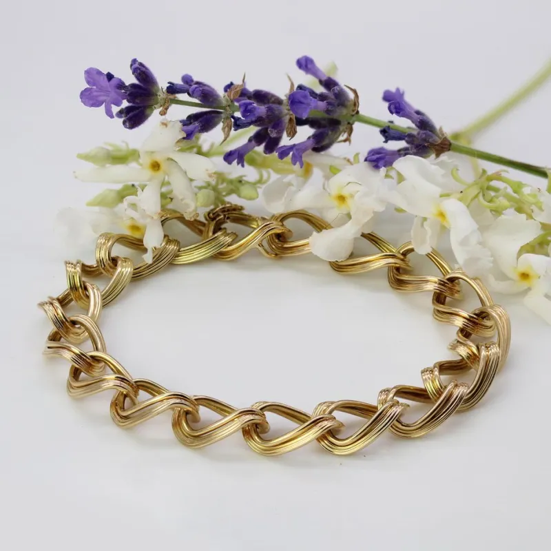 Sale Pamono 18 Karat Yellow Gold Twisted Curb Chain Links Bracelet, 1960s