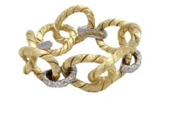 Pamono 18 Kt Yellow Gold Link Bracelet with Diamond