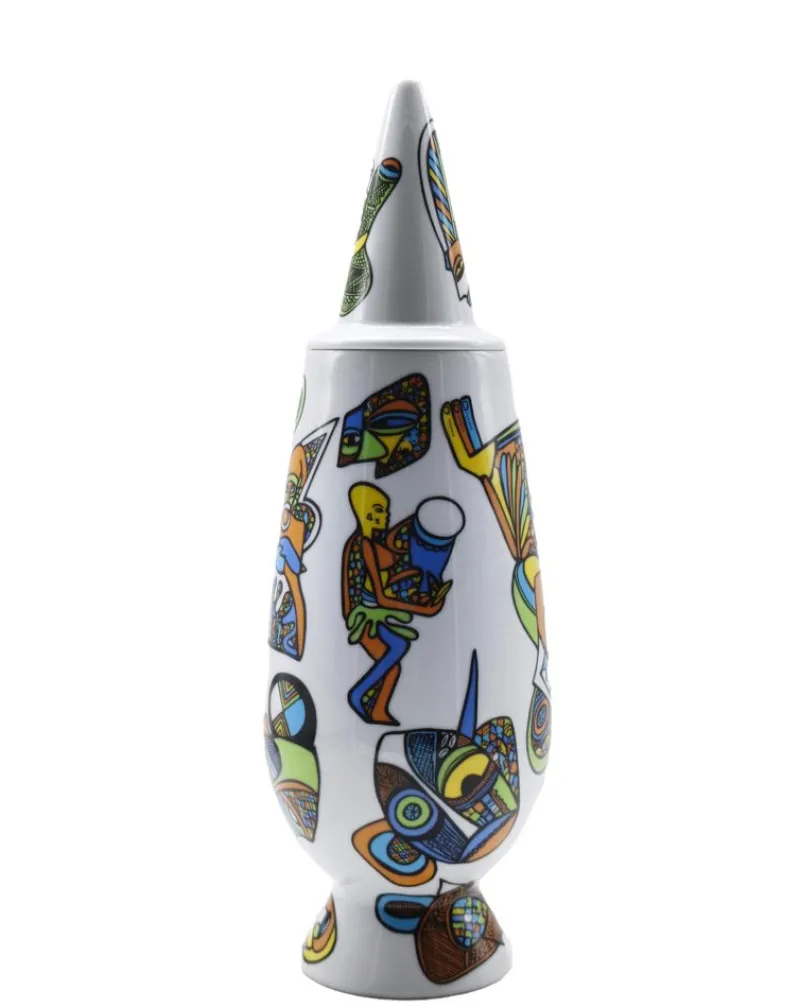 Clearance Pamono 100% Make Up Series Vase in Ceramic by Alessandro Mendini for Alessi, Italy, 1992